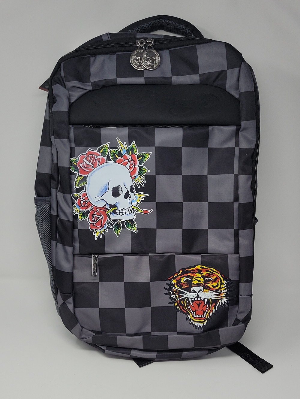 Ed Hardy Black Checkered Backpack
